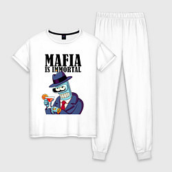 Пижама хлопковая женская Мафиози Бендер - мафия бессмертна мем, цвет: белый
