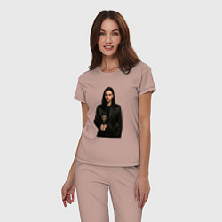 Пижама хлопковая женская Bones с тростью, цвет: пыльно-розовый — фото 2