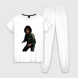 Пижама хлопковая женская Игрок 067 в стойке, цвет: белый