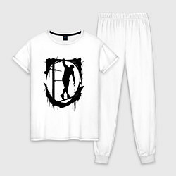 Пижама хлопковая женская Уличная тренировка, цвет: белый