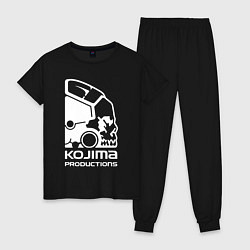 Пижама хлопковая женская Кодзима продакшенс логотип, цвет: черный