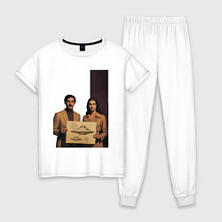 Женская пижама Мужчина и женщина с чертежом НЛО ретро поп-арт 197