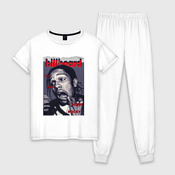 Пижама хлопковая женская Asap Rocky billboard, цвет: белый