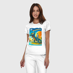 Пижама хлопковая женская Бендерзавр - мем, цвет: белый — фото 2