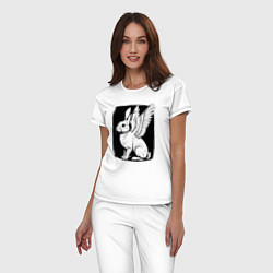 Пижама хлопковая женская Крылатый кролик, цвет: белый — фото 2