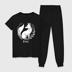 Пижама хлопковая женская Лисий герб с венком, цвет: черный