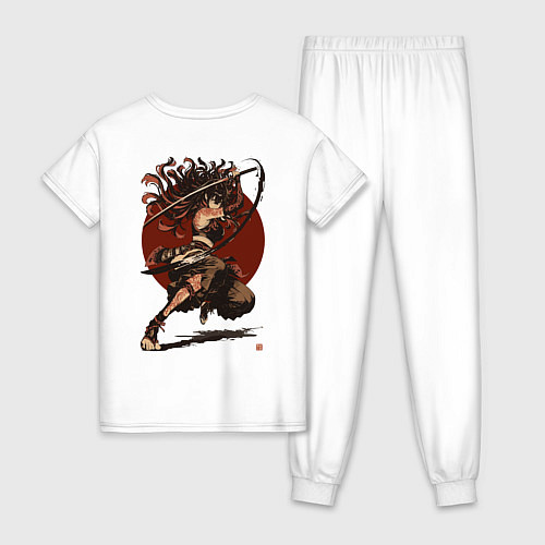Женская пижама Ярость девушки самурая / Белый – фото 2