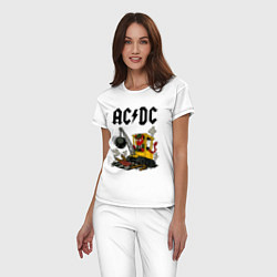 Пижама хлопковая женская ACDC Ballbreaker World Tour, цвет: белый — фото 2