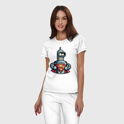 Пижама хлопковая женская Super Bender meme, цвет: белый — фото 2