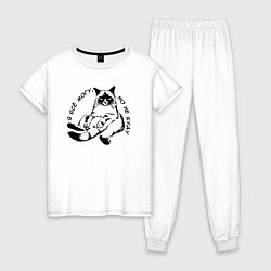 Пижама хлопковая женская Я всё могу но не буду, цвет: белый