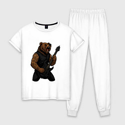 Женская пижама Медведь играет на электрогитаре