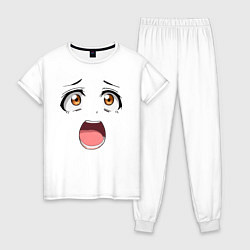 Пижама хлопковая женская Удивление anime face - большие глаза, цвет: белый