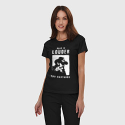 Пижама хлопковая женская Лемми - сделайте громче ублюдки, цвет: черный — фото 2