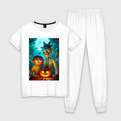 Женская пижама Rick and Morty with pumpkin - halloween night