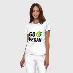 Пижама хлопковая женская Go vegan, цвет: белый — фото 2