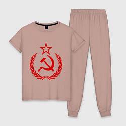 Пижама хлопковая женская СССР герб, цвет: пыльно-розовый