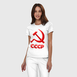 Пижама хлопковая женская СССР Логотип, цвет: белый — фото 2
