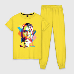 Пижама хлопковая женская Kurt Cobain: Colors, цвет: желтый