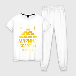 Пижама хлопковая женская Марина - золотой человек (gold), цвет: белый