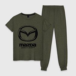 Пижама хлопковая женская Mazda Zoom-Zoom, цвет: меланж-хаки