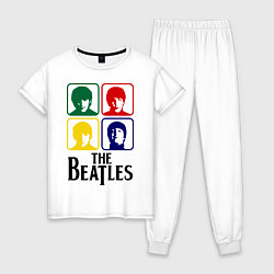 Пижама хлопковая женская The Beatles: Colors, цвет: белый