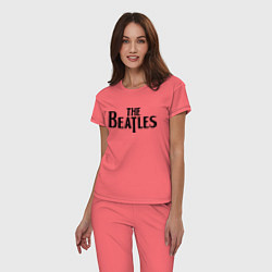 Пижама хлопковая женская The Beatles, цвет: коралловый — фото 2