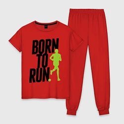 Пижама хлопковая женская Рожден для бега, цвет: красный