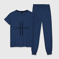 Пижама хлопковая женская Lineage logo, цвет: тёмно-синий