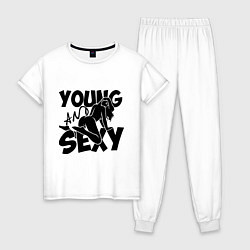 Пижама хлопковая женская Young & Sexy, цвет: белый