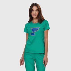 Пижама хлопковая женская St Louis Blues, цвет: зеленый — фото 2