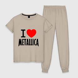 Пижама хлопковая женская I love Metallica, цвет: миндальный