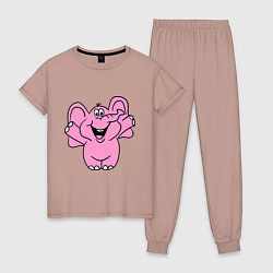Пижама хлопковая женская Розовый слон, цвет: пыльно-розовый