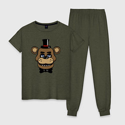 Пижама хлопковая женская Freddy FNAF, цвет: меланж-хаки