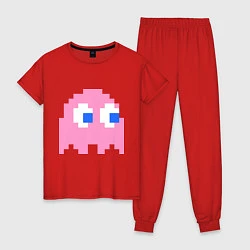 Пижама хлопковая женская Pac-Man: Pinky, цвет: красный