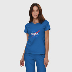 Пижама хлопковая женская NASA: Logo цвета синий — фото 2