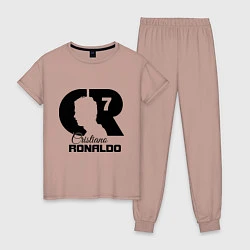 Пижама хлопковая женская CR Ronaldo 07, цвет: пыльно-розовый