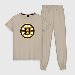 Пижама хлопковая женская Boston Bruins, цвет: миндальный