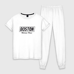 Пижама хлопковая женская Boston: Welcome Home, цвет: белый