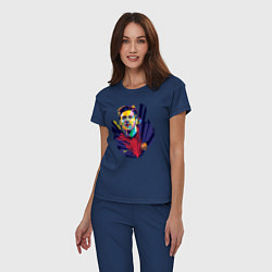 Пижама хлопковая женская Messi Art, цвет: тёмно-синий — фото 2