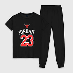 Пижама хлопковая женская Jordan 23, цвет: черный