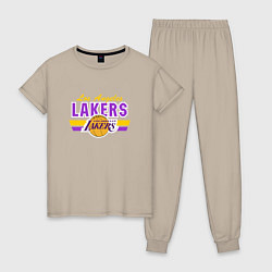 Пижама хлопковая женская Los Angeles Lakers, цвет: миндальный