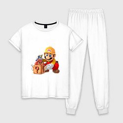 Пижама хлопковая женская Super Mario: Builder, цвет: белый