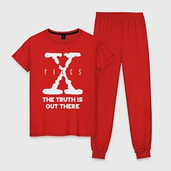 Пижама хлопковая женская X-Files: Truth is out there, цвет: красный