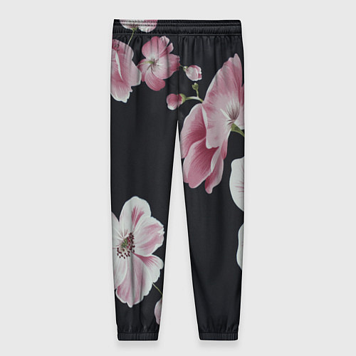 Женские брюки Цветы на черном фоне / 3D-принт – фото 2
