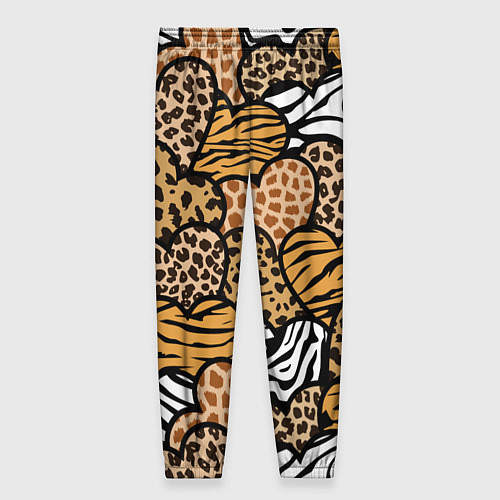 Женские брюки Сердца из шкур африканских животных / 3D-принт – фото 2