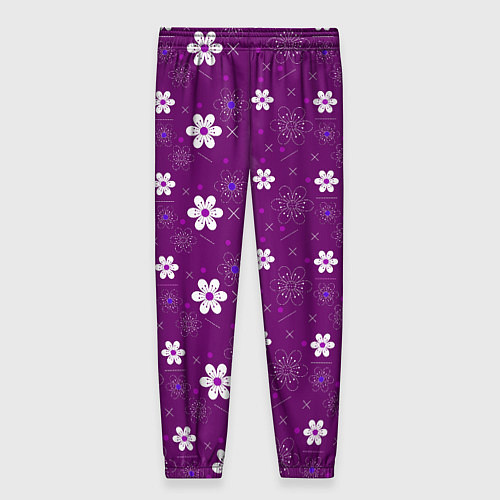 Женские брюки Узор цветы на фиолетовом фоне / 3D-принт – фото 2