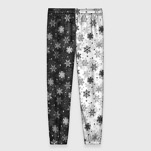 Женские брюки Чёрно-Белые Снежинки / 3D-принт – фото 2