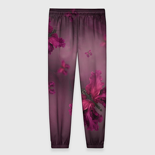 Женские брюки Бабочки - цветы / 3D-принт – фото 2