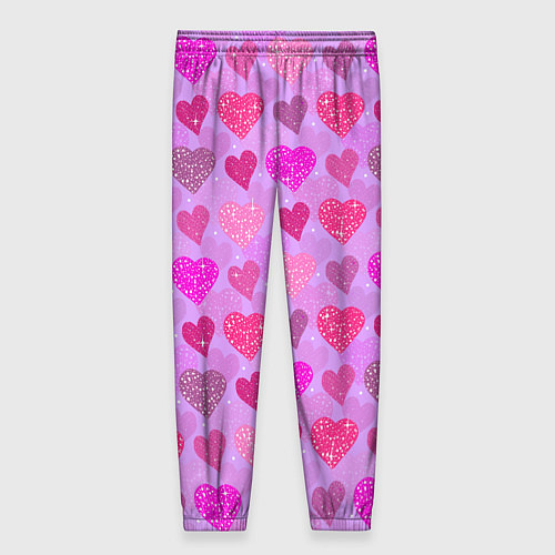 Женские брюки Розовые сердечки / 3D-принт – фото 2