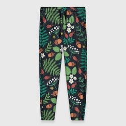 Женские брюки Лесные листочки цветочки